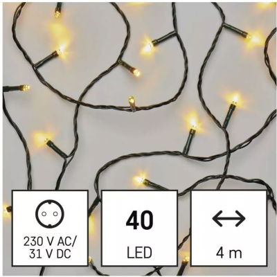 Lampki choinkowe Classic 40LED 4m ciepła biel IP44 timer EMOS (D4AW01)